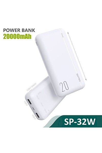 SiPro Siipro 1x PD USB-C 2x USB PowerBank 20000mAh White (SP-32W)