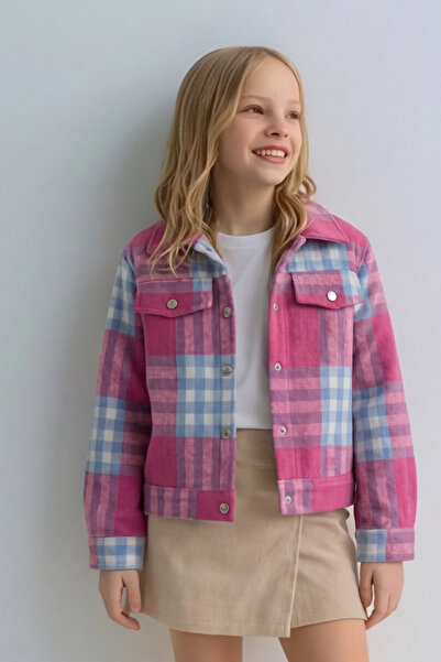 ESİLA KİDS Καρό πουκάμισο ξυλοκόπο για κορίτσια με κεντητό σχέδιο