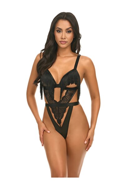 SİYAH DANTEL PÜSKÜLLÜ BAYBYDOLL