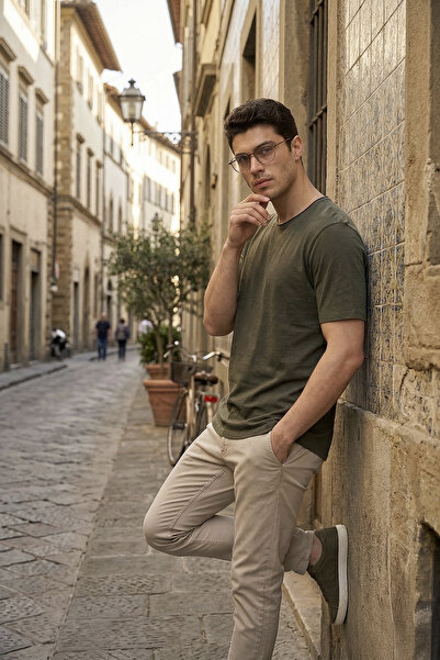 Buratti Βαμβάκι τεμάχια Ανδρικό μπλουζάκι Regular Fit με λαιμόκοψη ποδηλάτου ...