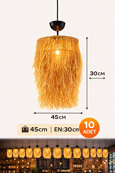 Kifnexwood DOĞAL HASIR AVİZE 45 x 30 CM 10 ADET ( 2 KATLI )