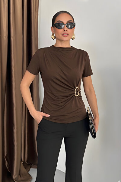 spirituel Γυναικείο T-shirt με κοντό μανίκι, χρυσή αγκράφα, λεπτομερής λεπτομ...