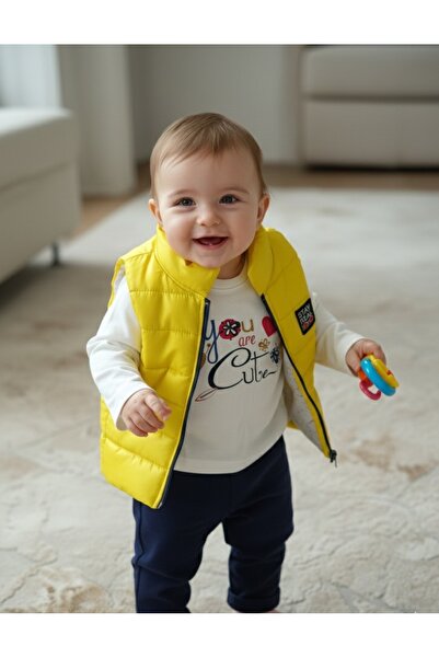 Kız Bebek Sarı Şişme Yelekli 3'lü Takım Sarı