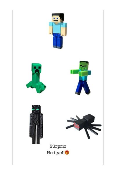 Lumina3D 3D Minecraft Maden Seti Steve Creeper Zombi Enderman Örümcek