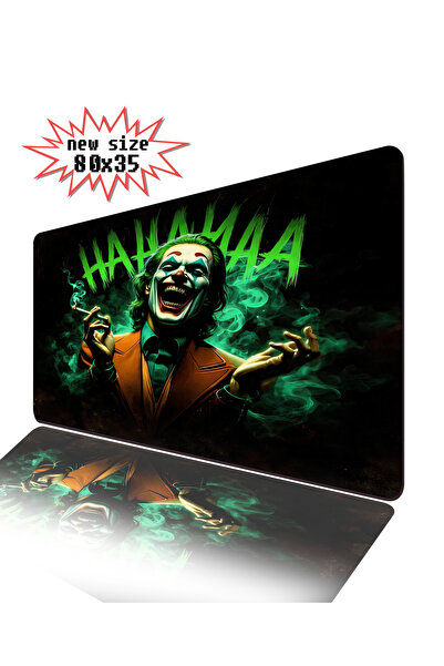 Mativia Özel Tasarım JOKER Tema Siyah Yeşil XXL Mousepad 80x35 Kaymaz Taban B...