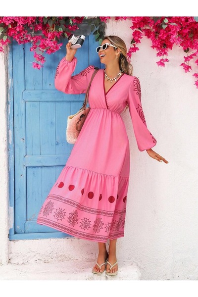 Iuliashop Rochie midi Marilena roz - S
