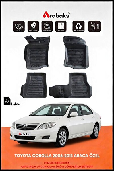 Arabaks TOYOTA COROLLA 2006-2013 ARACA ÖZEL 3D Havuzlu Oto Paspas 4 Parça Kau...