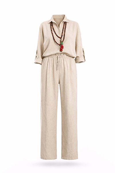 5in1Canpolat Σετ παντελονιού και πουκάμισου από φυσικό λινό 1011