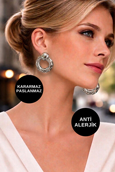 KAYOUBI Silver Color Earrings Non Tarnish Stainless Anti-Allergic Durable Wom...