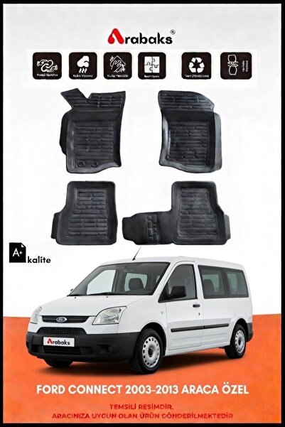 Arabaks FORD CONNECT 2003-2013 ARACA ÖZEL 3D Havuzlu Oto Paspas 4 Parça Kauçu...