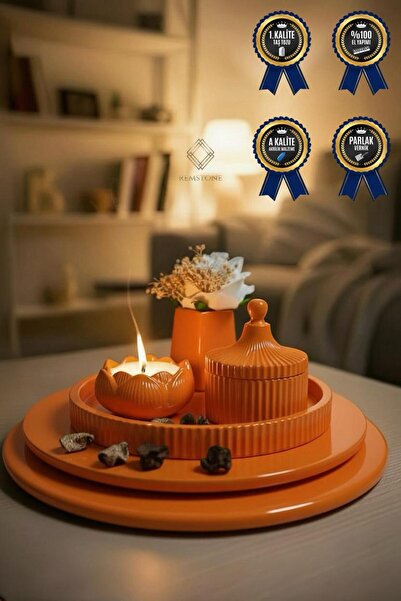 RemStone Dekoratif Obje & Biblo Minimal Tepsi Seti – Mumluk & Dekoratif Vazo ...