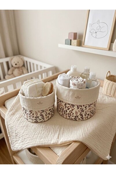 Arabamakss Nünüco 2'li Çok Amaçlı Bebek Odası Düzenleyici Sepet - Kahve Yapra...
