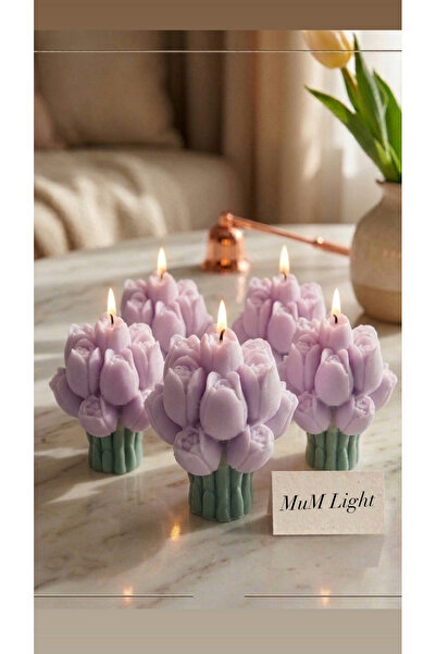 Mumlight Lale Çiçeçiği Mum El Yapımı %100 Doğal Soya Wax Hediyelik