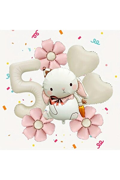 ÇITIPITISTORE Χαριτωμένο σετ γενεθλίων με θέμα το κουνέλι, με ροζ μπαλόνια σε...