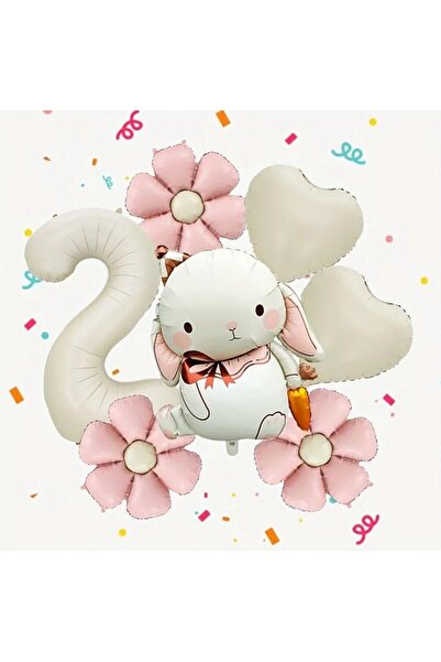 ÇITIPITISTORE Χαριτωμένο σετ γενεθλίων με θέμα το κουνέλι, με ροζ μπαλόνια σε...