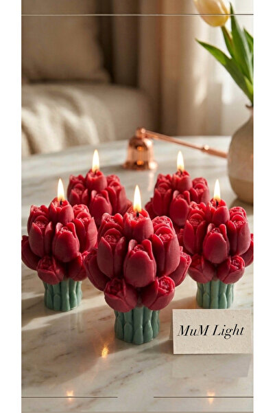 Mumlight Lale Çiçeçiği Mum El Yapımı %100 Doğal Soya Wax Hediyelik