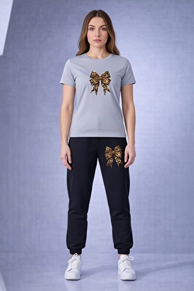 x-compass life Leopard Patterned Bowknot Printed Tracksuit Set – New Season C...