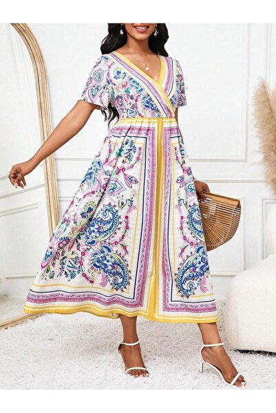 Iuliashop Rochie midi multicoloră Anju - M