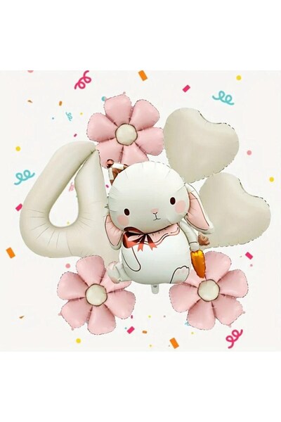 ÇITIPITISTORE Χαριτωμένο σετ γενεθλίων με θέμα το κουνέλι, με ροζ μπαλόνια σε...
