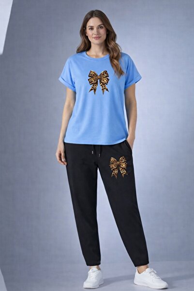 x-compass life Leopard Patterned Bowknot Printed Tracksuit Set – New Season C...