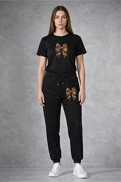 x-compass life Leopard Patterned Bowknot Printed Tracksuit Set – New Season C...