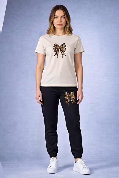 x-compass life Leopard Patterned Bowknot Printed Tracksuit Set – New Season C...