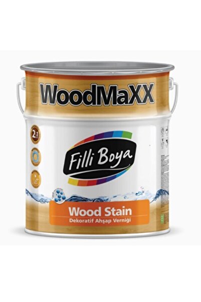 Filli Boya WoodMaxx Wood Stain Dekoratif Ahşap Verniği, Dış Cephe, 2.5 L, Kes...