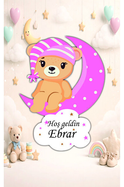 hediyyenvar Kişiye Özel Bebek Hastane Kapı Süsü Ayıcık Temalı – 24x35 cm Yeni...