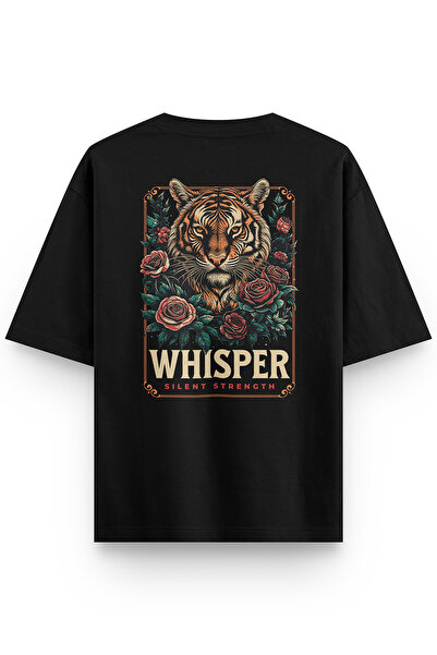 Overoz Women's / Men's Semi Oversize T-Shirt Whisper Tiger Back Printed Black...