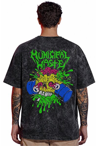 SEVBANO Tricou unisex supradimensionat cu imprimeu pe spate, cu design Munici...