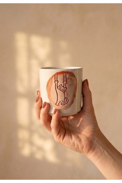 Love Bundles Handmade Ceramic Mug 220 ml – Cat Patterned Mug