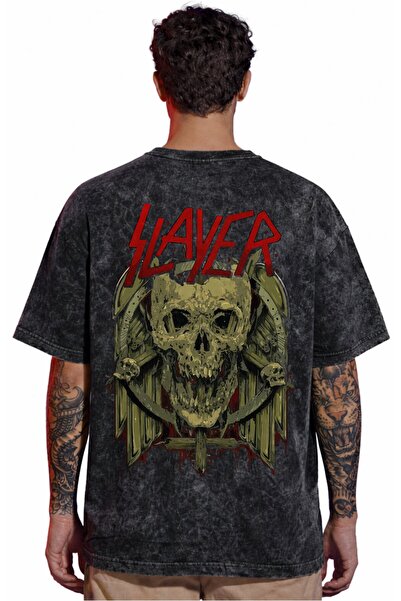 SEVBANO Tricou unisex oversize cu imprimeu pe spate, cu design Slayer Rock Me...