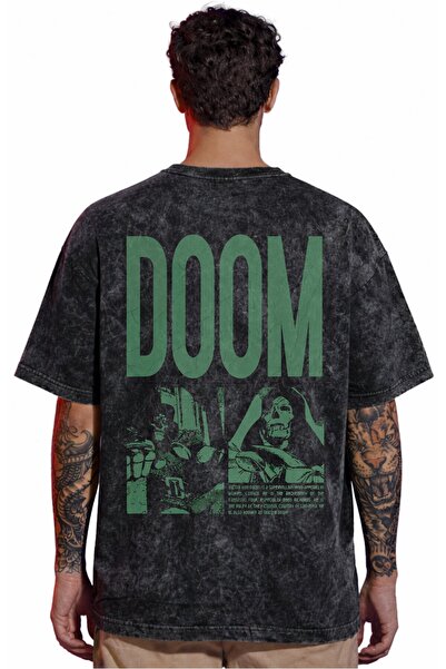 SEVBANO Tricou unisex oversize cu imprimeu pe spate, cu design Doctor Doom, H...