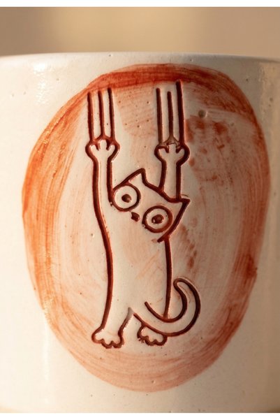 Love Bundles Handmade Ceramic Mug 220 ml – Cat Patterned Mug