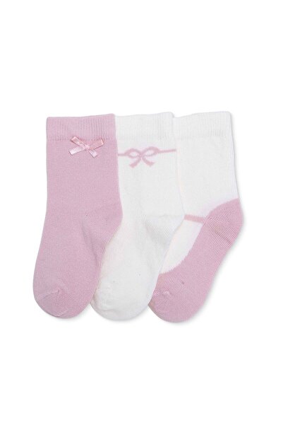 ebebek Hello Baby HelloBaby Kız Bebek 3lü Soket Çorap Fiyonk Baskılı