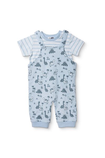 ebebek Hello Baby HelloBaby Erkek Bebek Salopet-Tişört Dinozor Baskılı Düğmel...