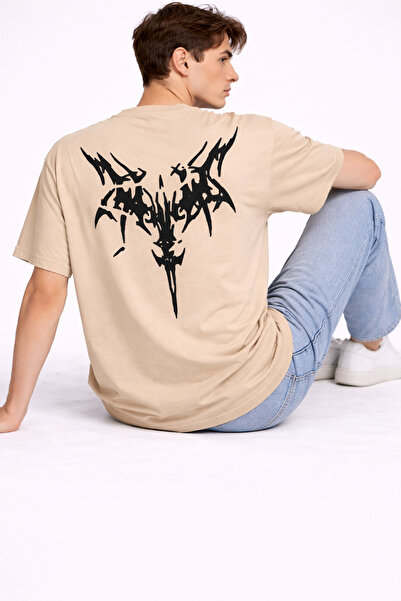 NEVERMIND Ανδρικό μπλουζάκι oversize με στάμπα στην πλάτη, streetwear, μαύρο,...