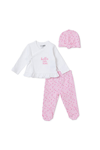 ebebek Hello Baby HelloBaby Kız Bebek Zıbın-Şapka-Alt Çiçek Baskılı Çıtçıtlı ...