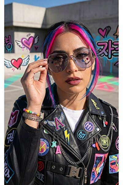 SANCHES Geometric Korean Style Women's Sunglasses 56 mm Silver Metal Frame Li...