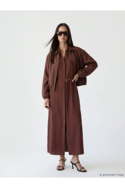 LC Waikiki Esvab • Modern & Distinctive Belted Waist-Slit Shirt Dress