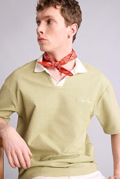 DeFacto Textured Boxy Fit Polo T-Shirt F8351Ax26Sm