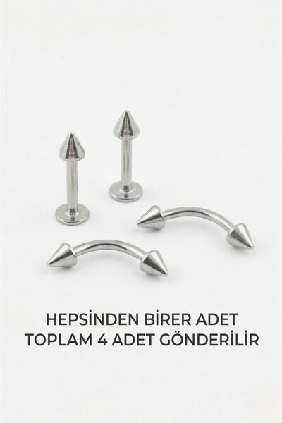 Lorivelle Piercing Göbek Piercing 4'lü Kararmaz Cerrahi Çelik Koni Uçlu Seti ...