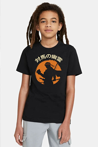 Tshirthane Ghost Of Tsushima Insula Japoneză Tricou Negru pentru Copii
