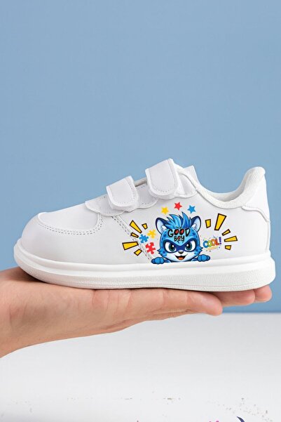 archiepet Αθλητικά παπούτσια για αγόρια με στάμπα Blue Angry Kitten