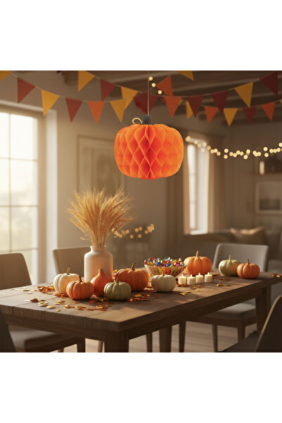 OEM Decoratiune dovleac, tip lampion, 30 cm, hartie pliabil, culoare portocaliu