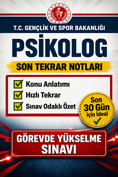 Pratik Kaynak Yayınları GSB Görevde Yükselme Psikolog Son Tekrar Notları 2026...