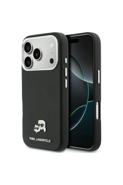 Karl Lagerfeld Husa pentru iPhone 17 Pro, Hardcase Leather K&C Head Pin MagSa...