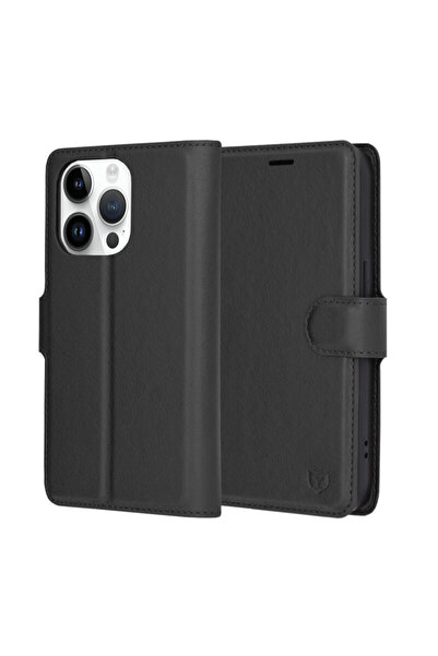 Stef's Cat Husa pentru iPhone 14 Pro, Stef's Cat, Leather Folio, negru