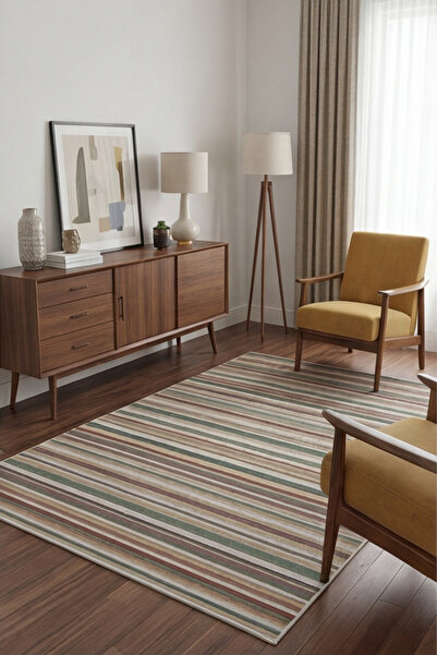 Digital Anti-Slip Printed Washable Line Patterned Living Room Rug Kitchen Carpet Runner