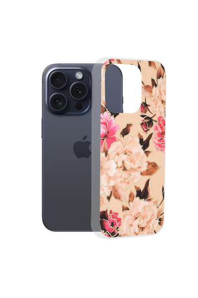 Techsuit Husa pentru iPhone 15 Pro, Marble Series, protectie antisoc, bej